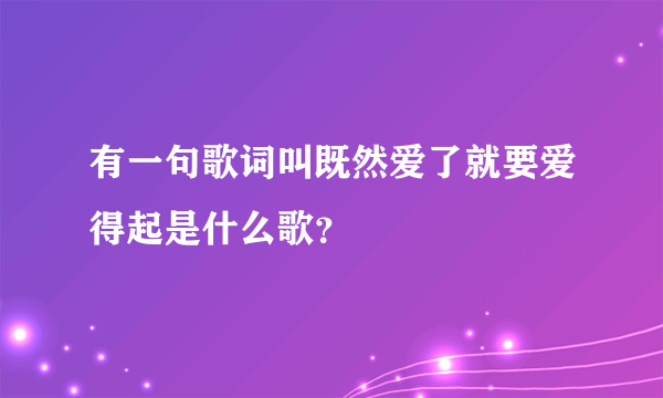 有一句歌词叫既然爱了就要爱得起是什么歌？