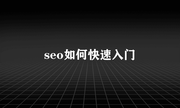 seo如何快速入门