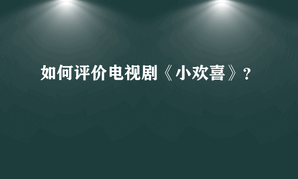 如何评价电视剧《小欢喜》？