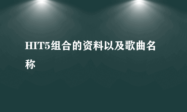 HIT5组合的资料以及歌曲名称