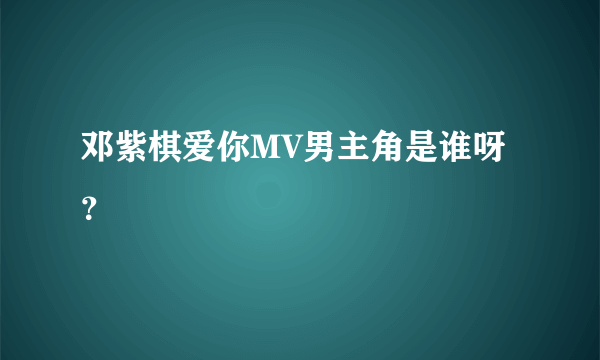 邓紫棋爱你MV男主角是谁呀？