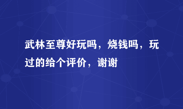 武林至尊好玩吗，烧钱吗，玩过的给个评价，谢谢