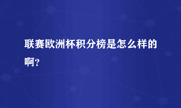 联赛欧洲杯积分榜是怎么样的啊？