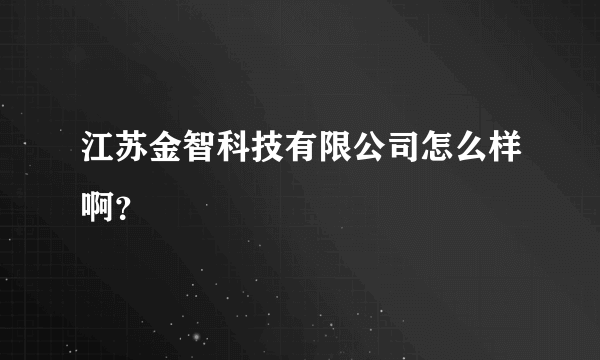 江苏金智科技有限公司怎么样啊？