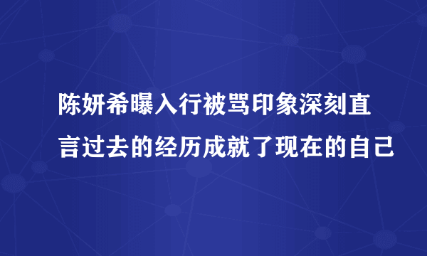 陈妍希曝入行被骂印象深刻直言过去的经历成就了现在的自己