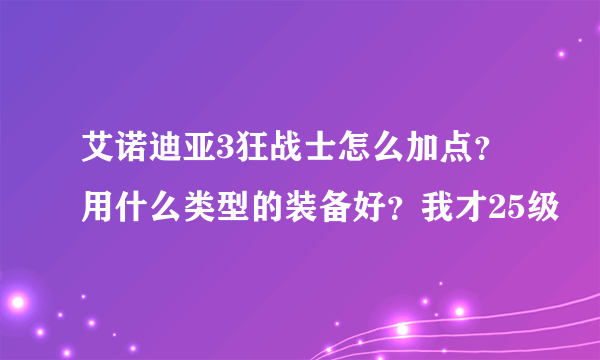 艾诺迪亚3狂战士怎么加点？用什么类型的装备好？我才25级