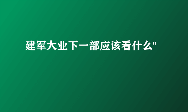 建军大业下一部应该看什么