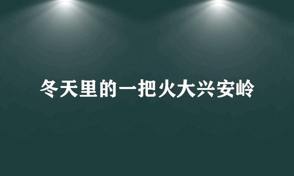 冬天里的一把火大兴安岭