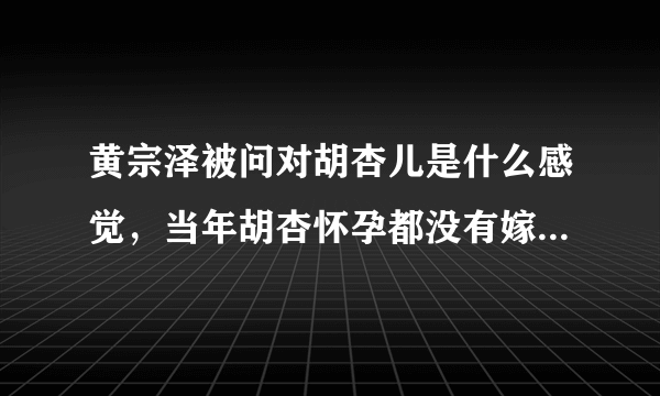 黄宗泽被问对胡杏儿是什么感觉，当年胡杏怀孕都没有嫁给他，这是真的吗？