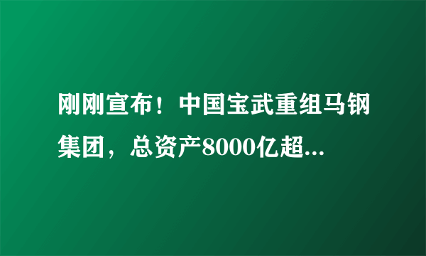 刚刚宣布！中国宝武重组马钢集团，总资产8000亿超级钢企诞生！