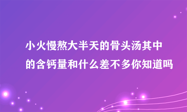 小火慢熬大半天的骨头汤其中的含钙量和什么差不多你知道吗