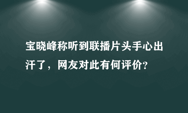 宝晓峰称听到联播片头手心出汗了，网友对此有何评价？