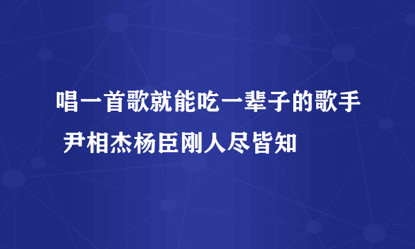 唱一首歌就能吃一辈子的歌手 尹相杰杨臣刚人尽皆知