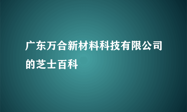 广东万合新材料科技有限公司的芝士百科