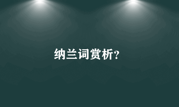 纳兰词赏析？