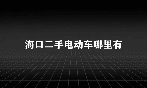 海口二手电动车哪里有