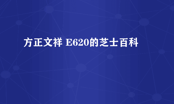 方正文祥 E620的芝士百科