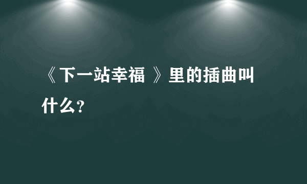 《下一站幸福 》里的插曲叫什么？