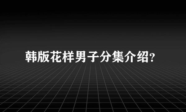 韩版花样男子分集介绍？