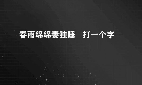 春雨绵绵妻独睡   打一个字