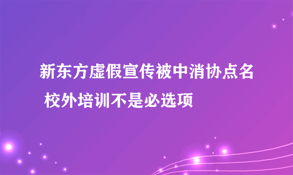 新东方虚假宣传被中消协点名 校外培训不是必选项