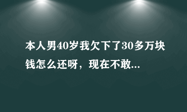 本人男40岁我欠下了30多万块钱怎么还呀，现在不敢回家、我真想家，没法活了，我想在没人知道的地方把