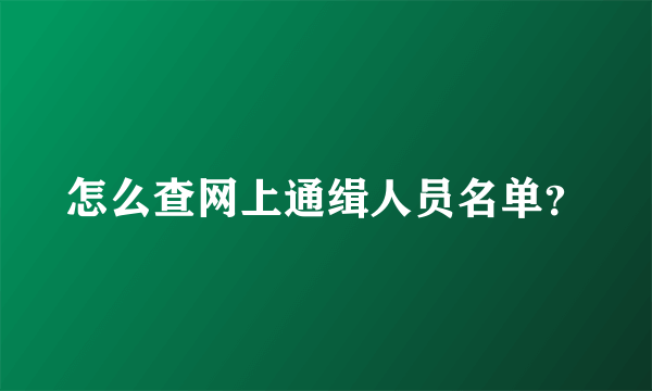 怎么查网上通缉人员名单？