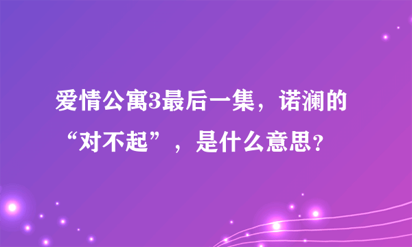 爱情公寓3最后一集，诺澜的“对不起”，是什么意思？