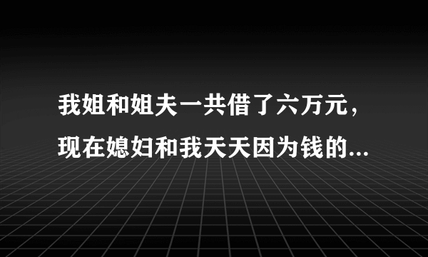 我姐和姐夫一共借了六万元，现在媳妇和我天天因为钱的事闹矛盾，怎么办？