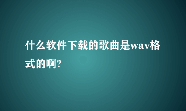 什么软件下载的歌曲是wav格式的啊?