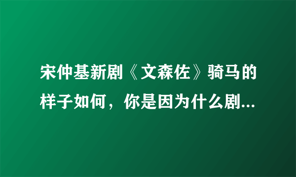 宋仲基新剧《文森佐》骑马的样子如何，你是因为什么剧而喜欢上他的？