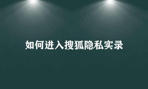 如何进入搜狐隐私实录