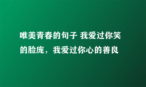 唯美青春的句子 我爱过你笑的脸庞，我爱过你心的善良