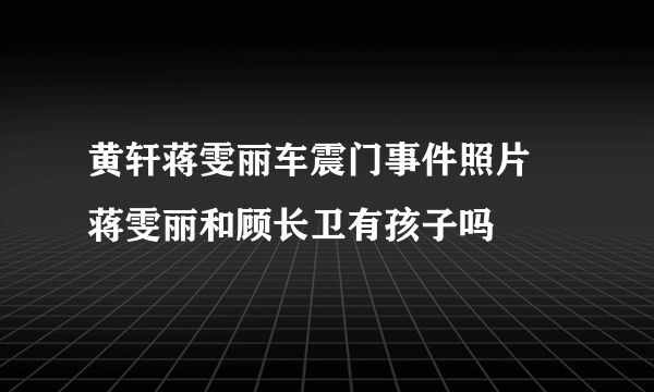 黄轩蒋雯丽车震门事件照片 蒋雯丽和顾长卫有孩子吗