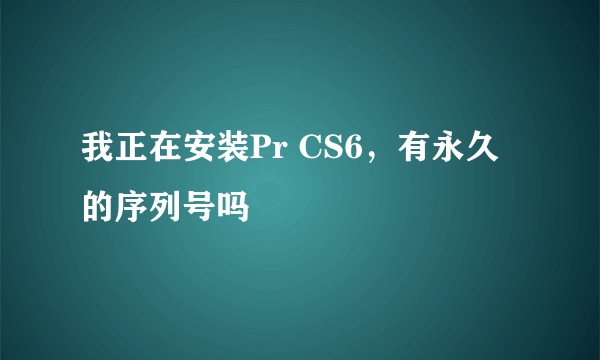 我正在安装Pr CS6，有永久的序列号吗