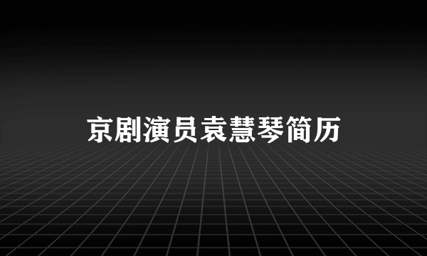 京剧演员袁慧琴简历