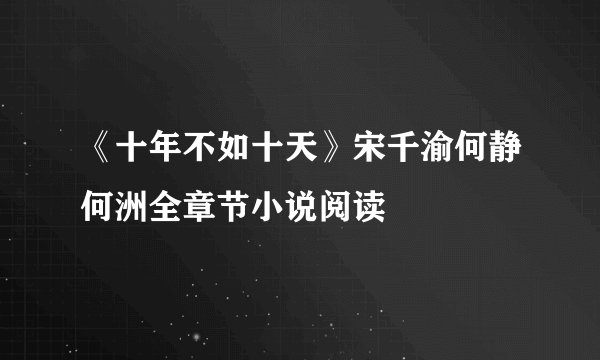 《十年不如十天》宋千渝何静何洲全章节小说阅读