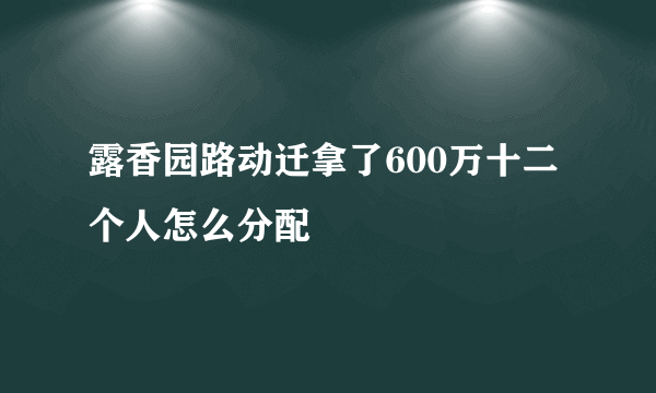 露香园路动迁拿了600万十二个人怎么分配