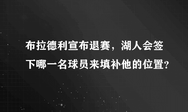 布拉德利宣布退赛，湖人会签下哪一名球员来填补他的位置？