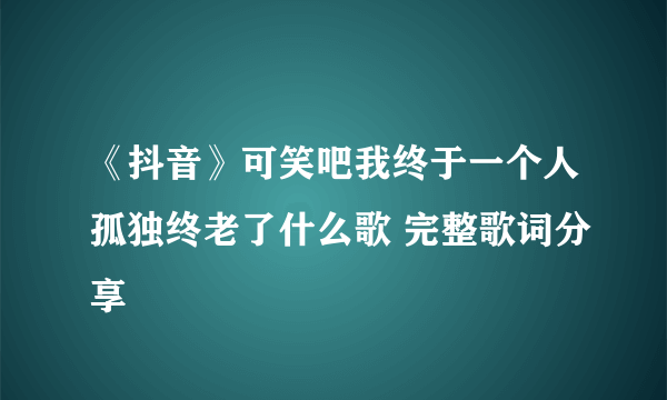 《抖音》可笑吧我终于一个人孤独终老了什么歌 完整歌词分享