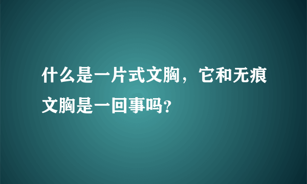 什么是一片式文胸，它和无痕文胸是一回事吗？