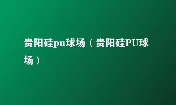 贵阳硅pu球场（贵阳硅PU球场）