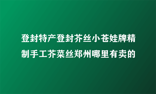 登封特产登封芥丝小苍娃牌精制手工芥菜丝郑州哪里有卖的