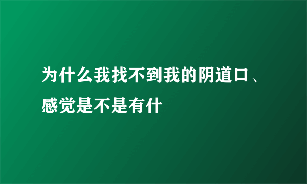 为什么我找不到我的阴道口、感觉是不是有什