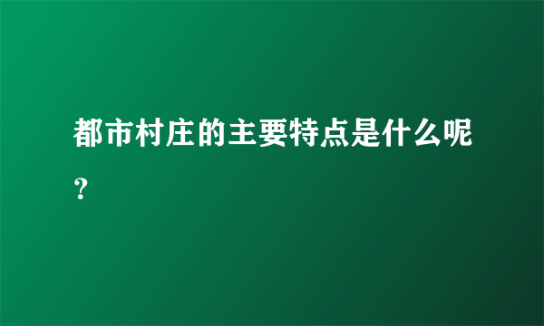 都市村庄的主要特点是什么呢？