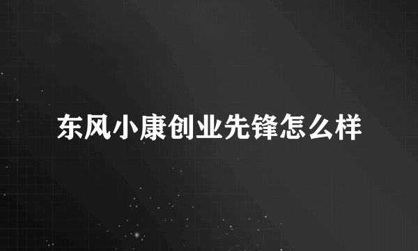 东风小康创业先锋怎么样