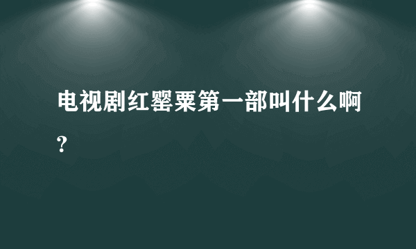 电视剧红罂粟第一部叫什么啊？