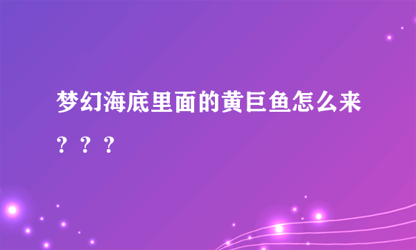 梦幻海底里面的黄巨鱼怎么来？？？