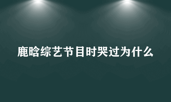 鹿晗综艺节目时哭过为什么