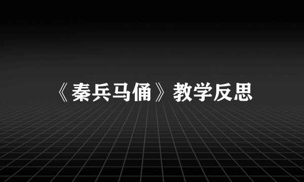 《秦兵马俑》教学反思